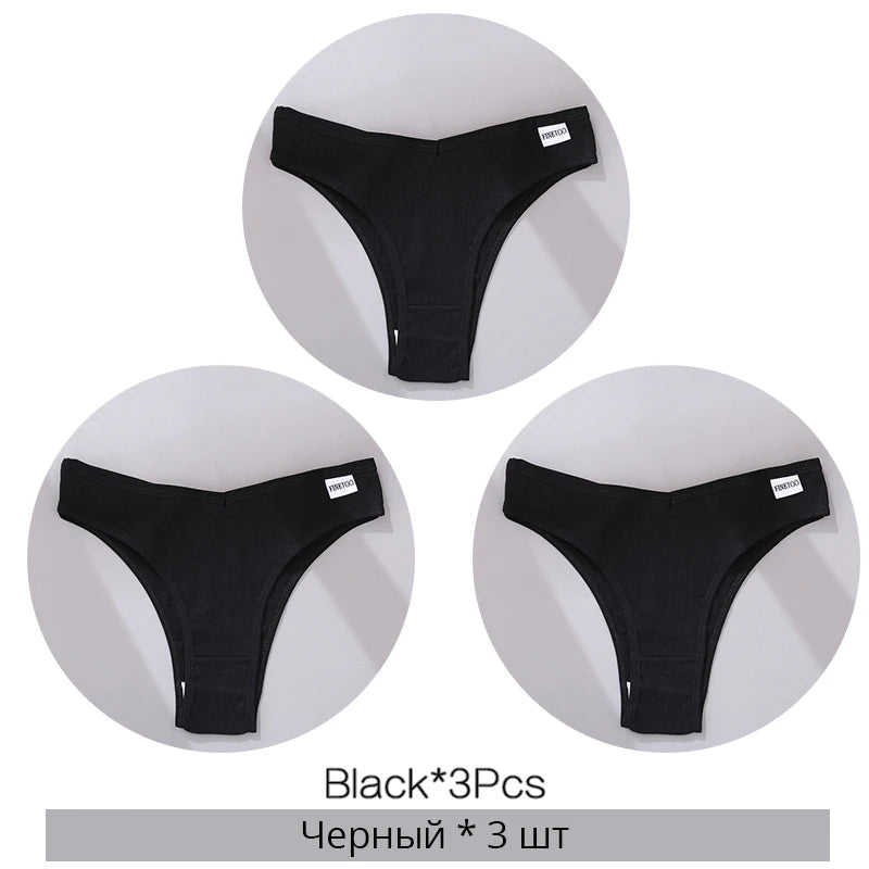 3-Pack Seamless Cotton Brief Panties – Breathable Low-Rise Underwear for Women (M–XL, 28 Color Sets)