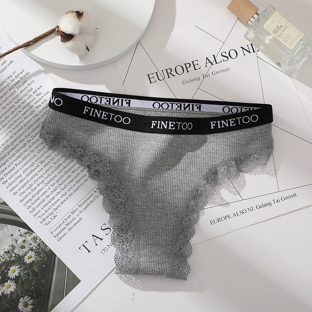 3-Pack Cotton Lace-Trim Brazilian Thongs — Logo Waistband Low-Rise G-String M–2XL