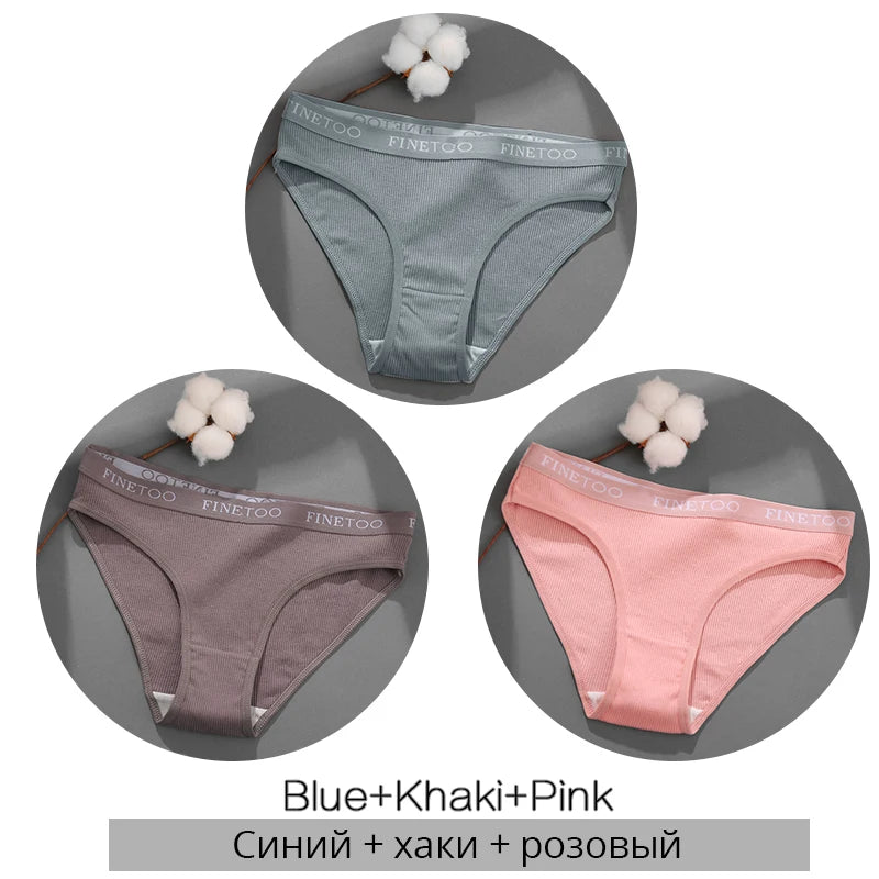 3-Pack Cotton Brief Panties – Soft Low-Rise Everyday Underwear for Women (M–2XL, 28 Color Sets, 2 Styles)