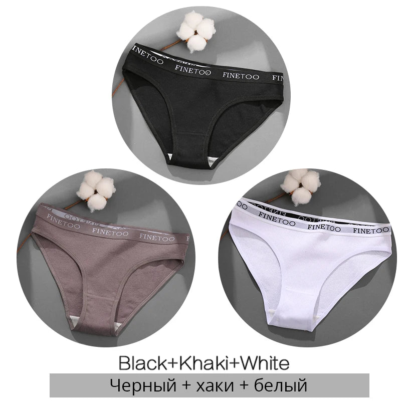 3-Pack Cotton Brief Panties – Soft Low-Rise Everyday Underwear for Women (M–2XL, 28 Color Sets, 2 Styles)
