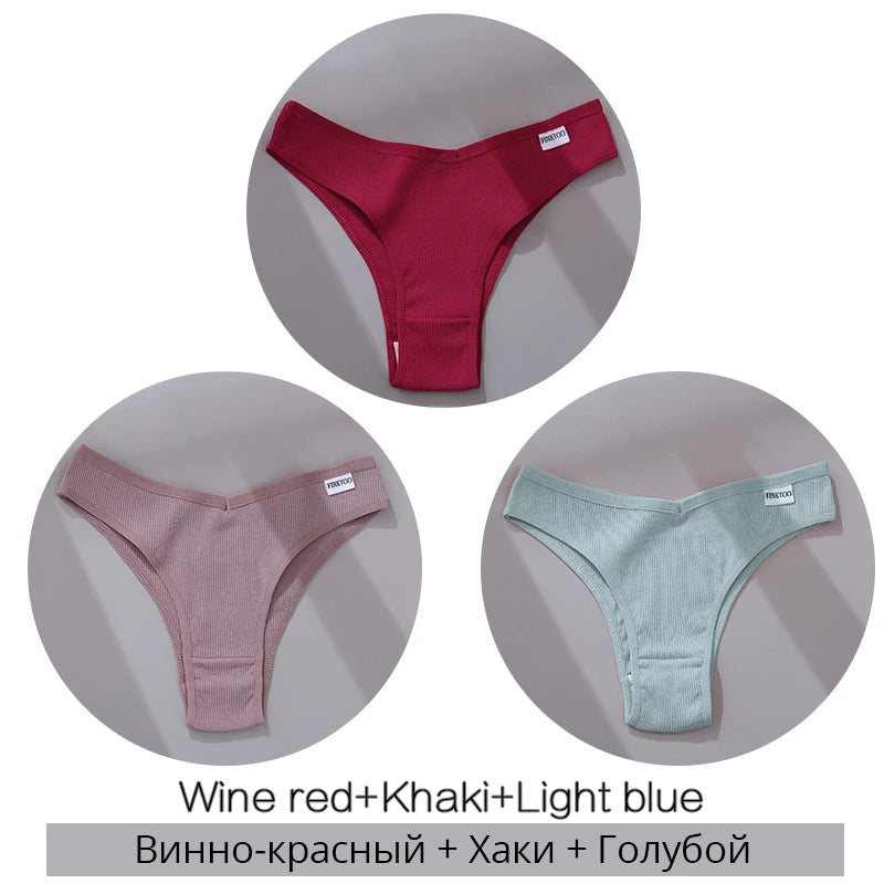 3-Pack Seamless Cotton Brief Panties – Breathable Low-Rise Underwear for Women (M–XL, 28 Color Sets)