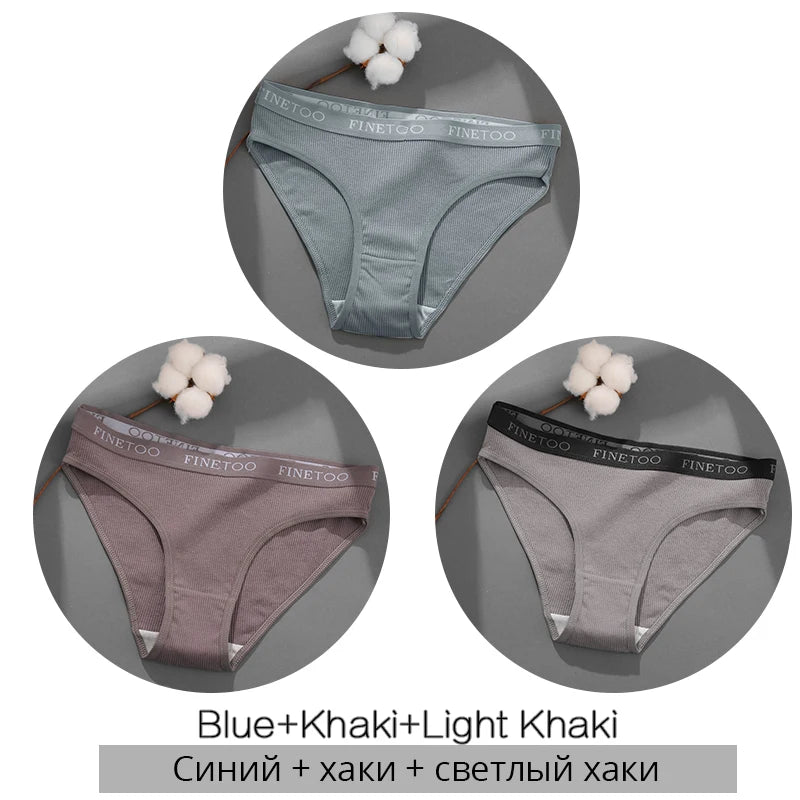 3-Pack Cotton Brief Panties – Soft Low-Rise Everyday Underwear for Women (M–2XL, 28 Color Sets, 2 Styles)