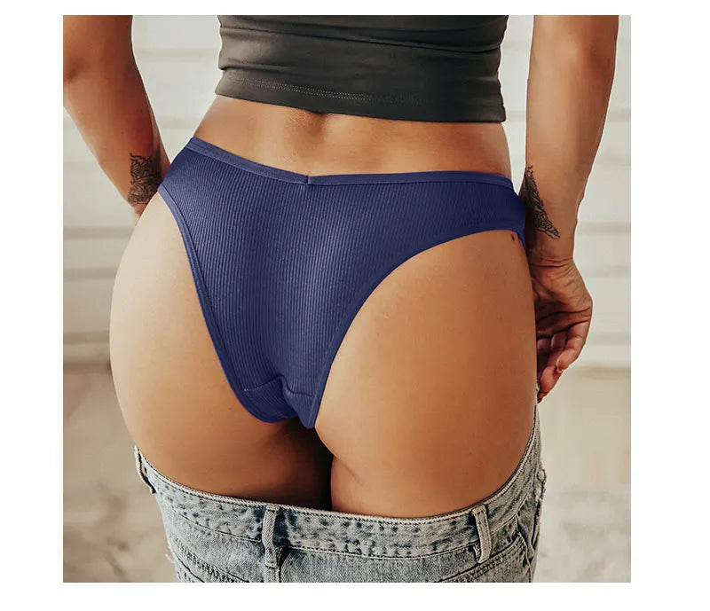 V-Waist Cotton Brazilian Brief Panties – Sexy Low-Rise Breathable Underwear for Women (M–XL, 9 Colors)