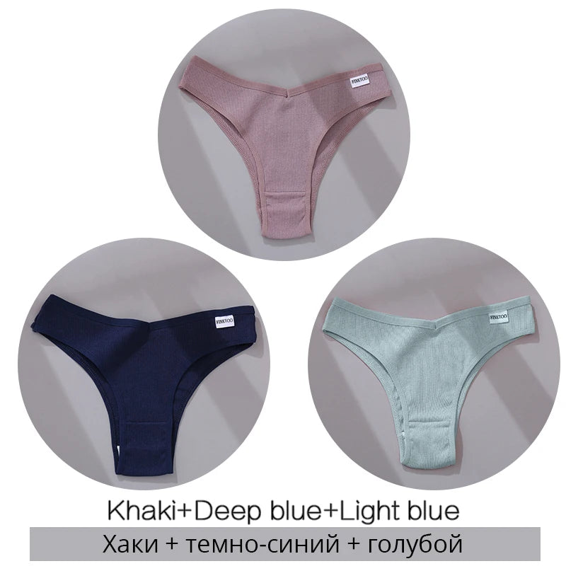 3-Pack Seamless Cotton Brief Panties – Breathable Low-Rise Underwear for Women (M–XL, 28 Color Sets)