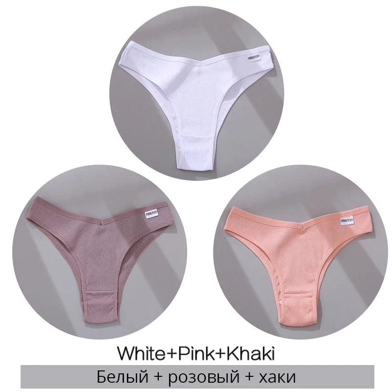 3-Pack Seamless Cotton Brief Panties – Breathable Low-Rise Underwear for Women (M–XL, 28 Color Sets)