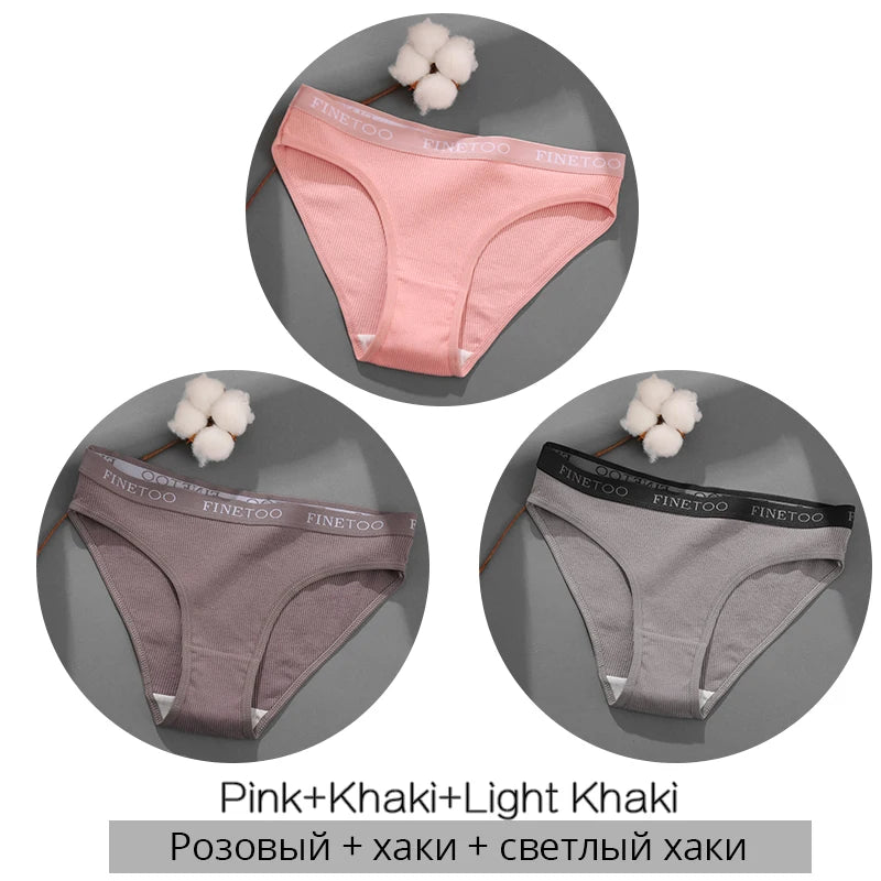 3-Pack Cotton Brief Panties – Soft Low-Rise Everyday Underwear for Women (M–2XL, 28 Color Sets, 2 Styles)