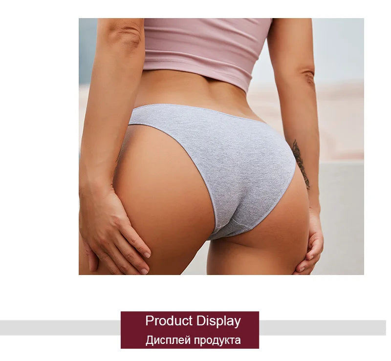 Lace Trim Cotton Brief Panties – Sexy Low-Rise Breathable Underwear for Women (M–2XL, 7 Colors)