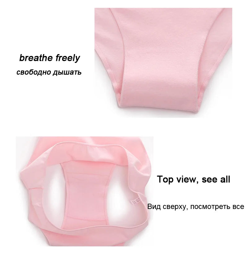 Lace Trim Cotton Brief Panties – Sexy Low-Rise Breathable Underwear for Women (M–2XL, 7 Colors)