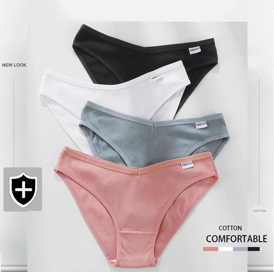 3-Pack Cotton Brief Panties – Soft Low-Rise Everyday Underwear for Women (M–2XL, 28 Color Sets, 2 Styles)