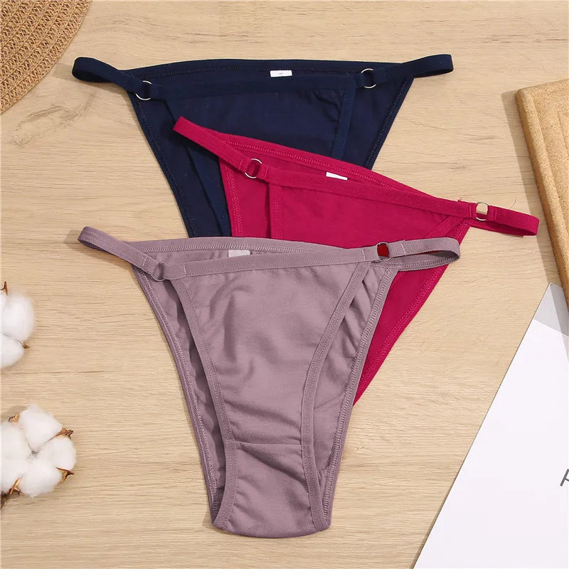 3-Pack Cotton Ring-Strap Bikini Briefs — Low-Rise Soft Panties M–2XL
