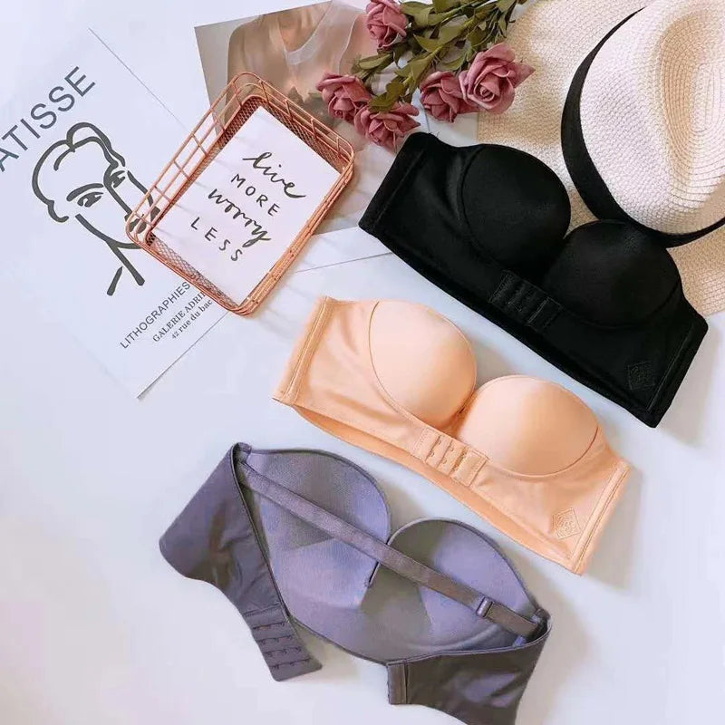 Front Closure Sexy Push Up Bra Women Invisible Bras Underwear Lingerie for Female Brassiere Strapless Seamless Bralette ABC Cup