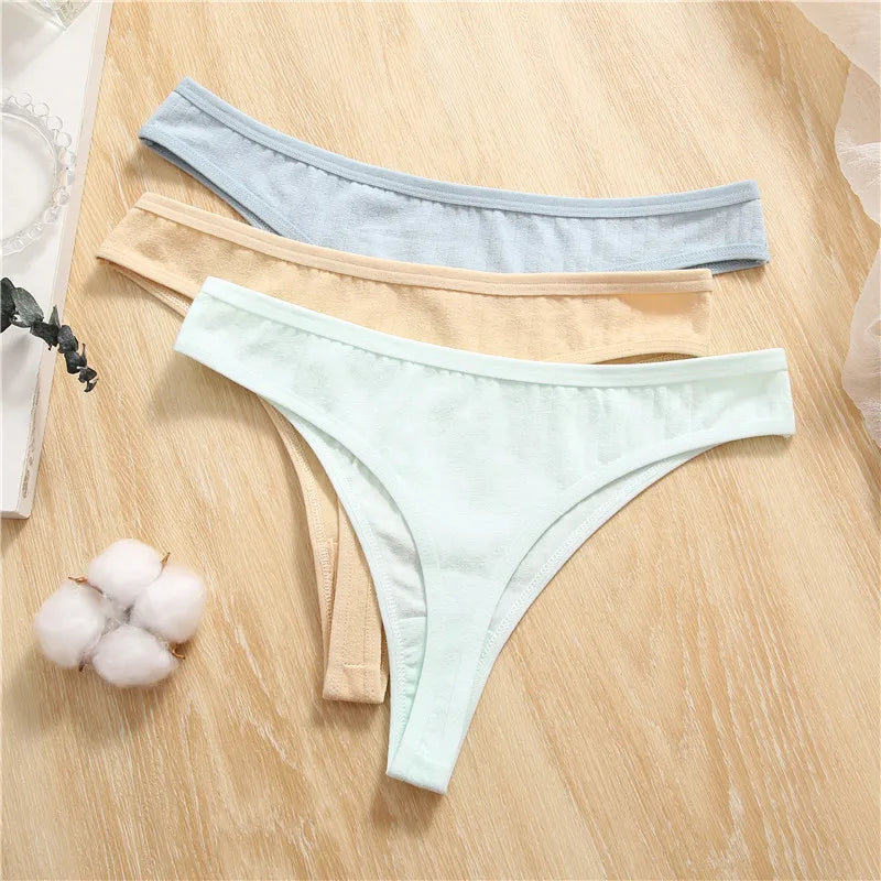 FINETOO 7PCS/Set G-string Cotton Women Lingerie Panties Thong Female Underwear Sexy Pantys Underpant Girl Intimates Thongs S-XL