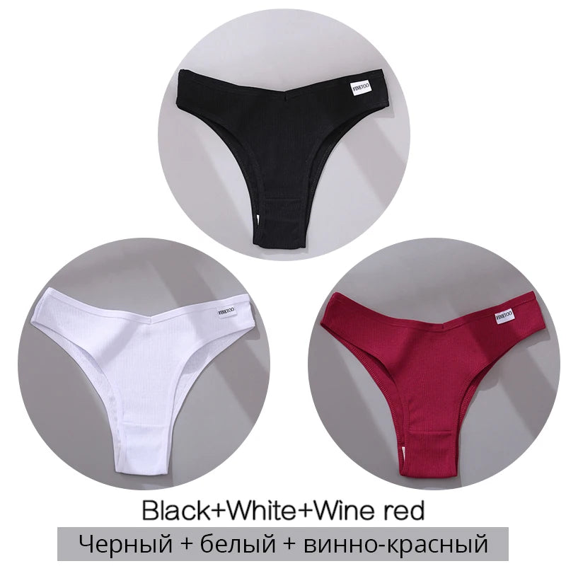 3-Pack Seamless Cotton Brief Panties – Breathable Low-Rise Underwear for Women (M–XL, 28 Color Sets)