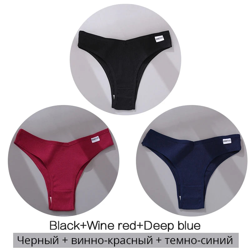 3-Pack Seamless Cotton Brief Panties – Breathable Low-Rise Underwear for Women (M–XL, 28 Color Sets)