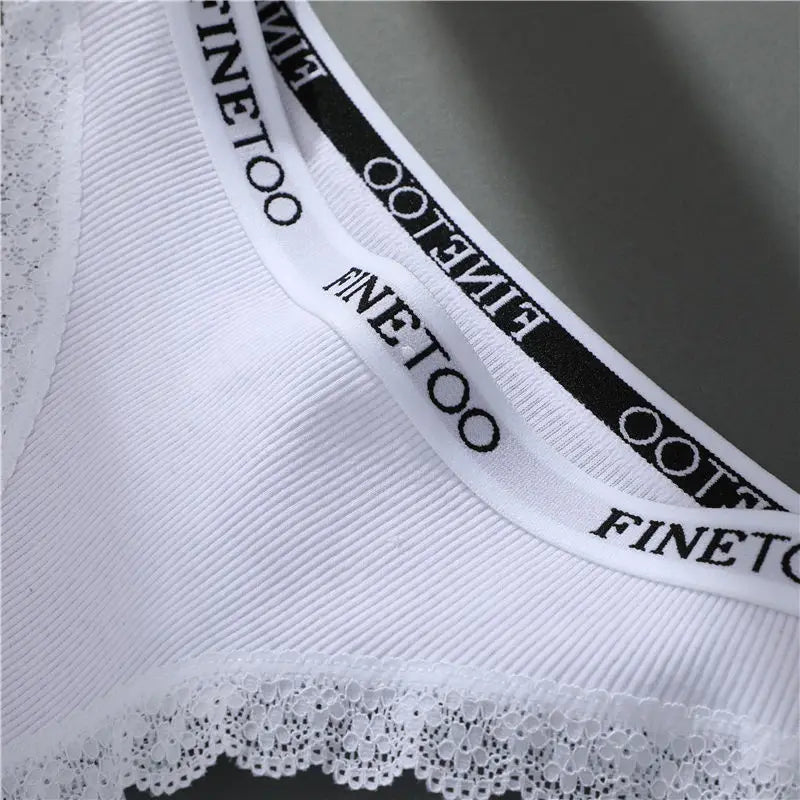 Hollow-Out Lace Brief with Letter Belt – Sexy Cotton Underwear for Women (M–2XL, 7 Colors)
