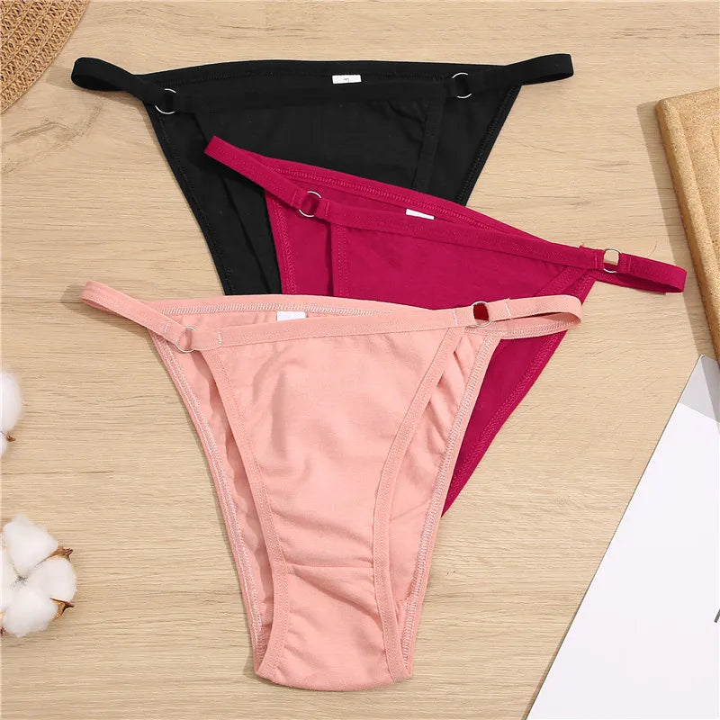 3-Pack Cotton Ring-Strap Bikini Briefs — Low-Rise Soft Panties M–2XL