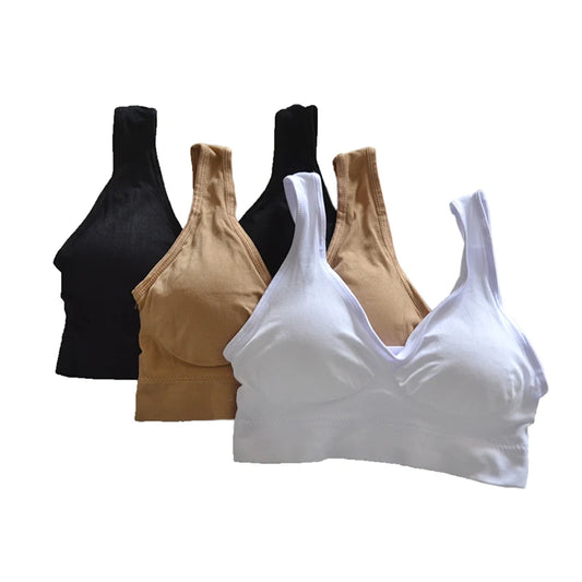 Women's Seamless Push-Up Bra – 3-Piece Set | Wire-Free Removable Pad Plus Size S–4XL