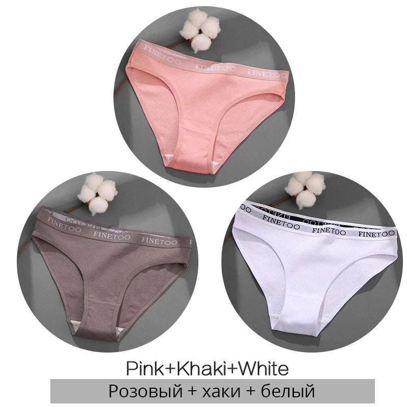 3-Pack Cotton Brief Panties – Soft Low-Rise Everyday Underwear for Women (M–2XL, 28 Color Sets, 2 Styles)