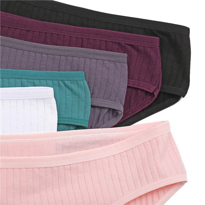 3-Pack Cotton Brief Panties – Soft Low-Rise Everyday Underwear for Women (M–2XL, 28 Color Sets, 2 Styles)