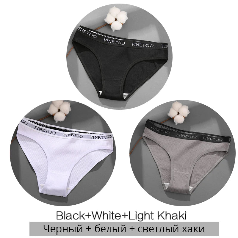 3-Pack Cotton Brief Panties – Soft Low-Rise Everyday Underwear for Women (M–2XL, 28 Color Sets, 2 Styles)