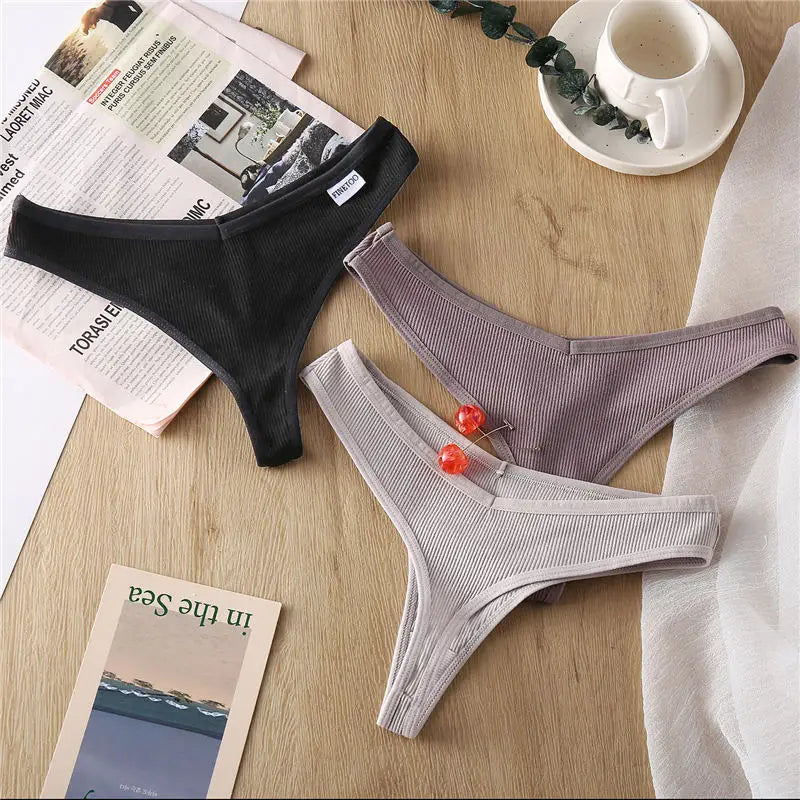 Sexy Panties Women G-string Cotton Feamle Underwear Panties Low Waist Thong Underpants 6 Solid Color Pantys Intimates Lingerie