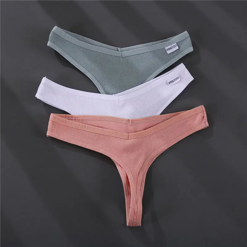 3PCS/Set G-string Panties Cotton Women's Underwear Sexy Panties Female Underpants Thong Solid Color Pantys Lingerie M-XL Design