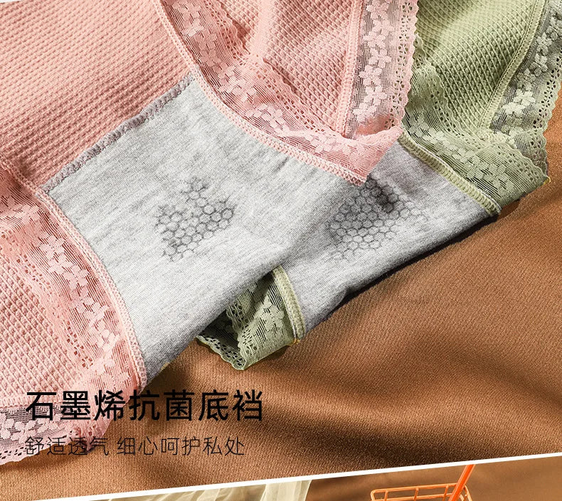 Women's Plus Size High Elastic Briefs | Anti-Bacterial Breathable Lace Underwear (80–150kg)