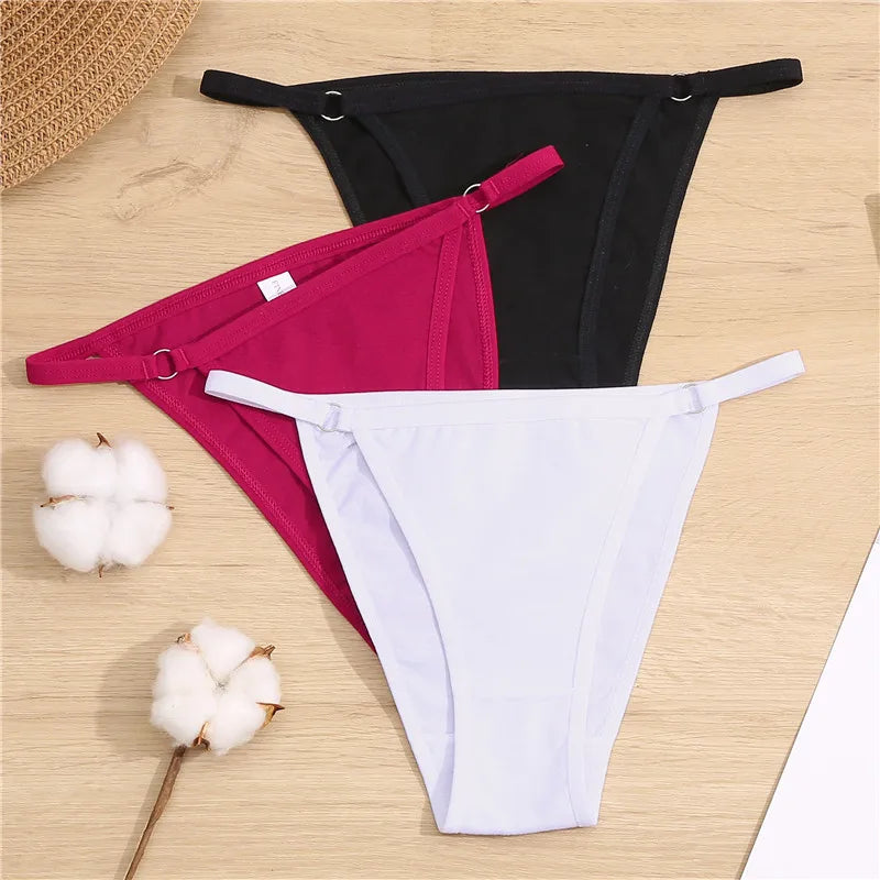 3-Pack Cotton Ring-Strap Bikini Briefs — Low-Rise Soft Panties M–2XL