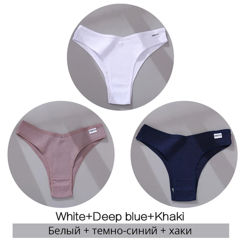 3-Pack Seamless Cotton Brief Panties – Breathable Low-Rise Underwear for Women (M–XL, 28 Color Sets)