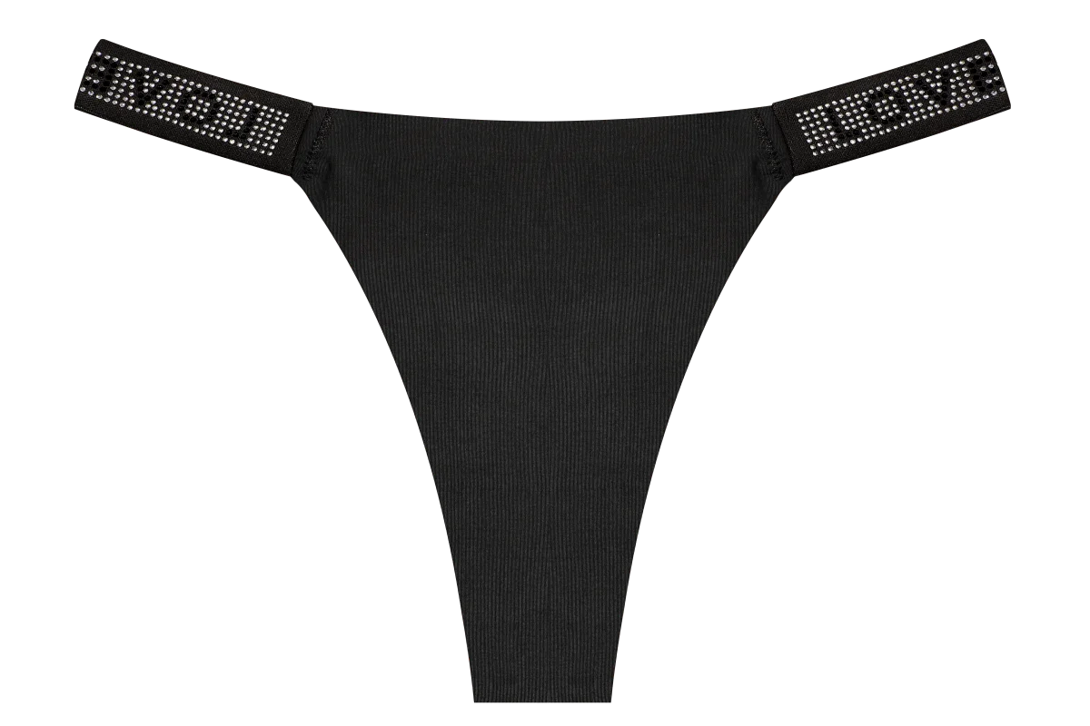 Rhinestone Letter Diamond G-String Thong – Shiny Low-Rise Sexy Underwear for Women (S–XL, 14 Styles)