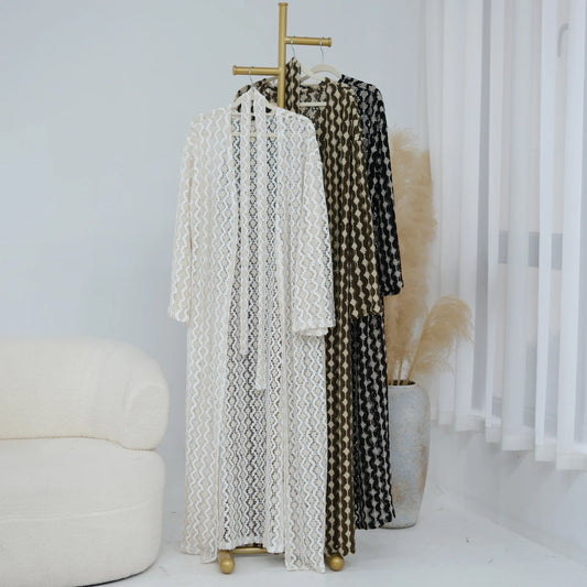 Women's Luxury Dubai Abaya Cardigan Coat – Elegant Arabic Kaftan | Eid Islamic Party Outerwear