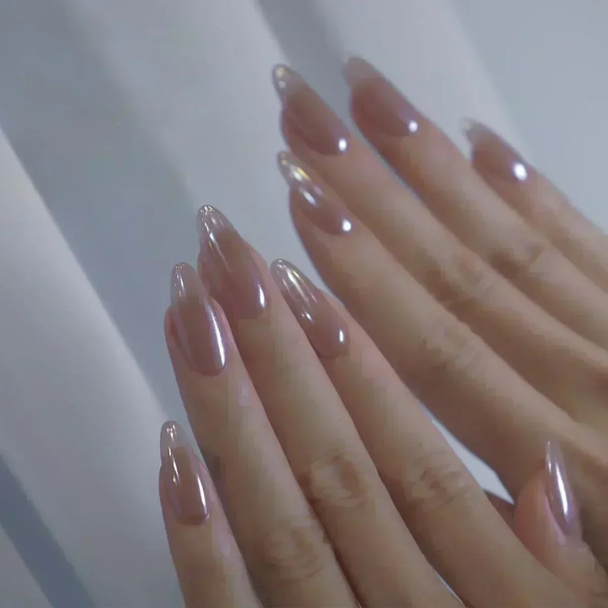Long Coffin Press-On Nails with Glue – Nude, Pink & Color Designs, 24 Pieces