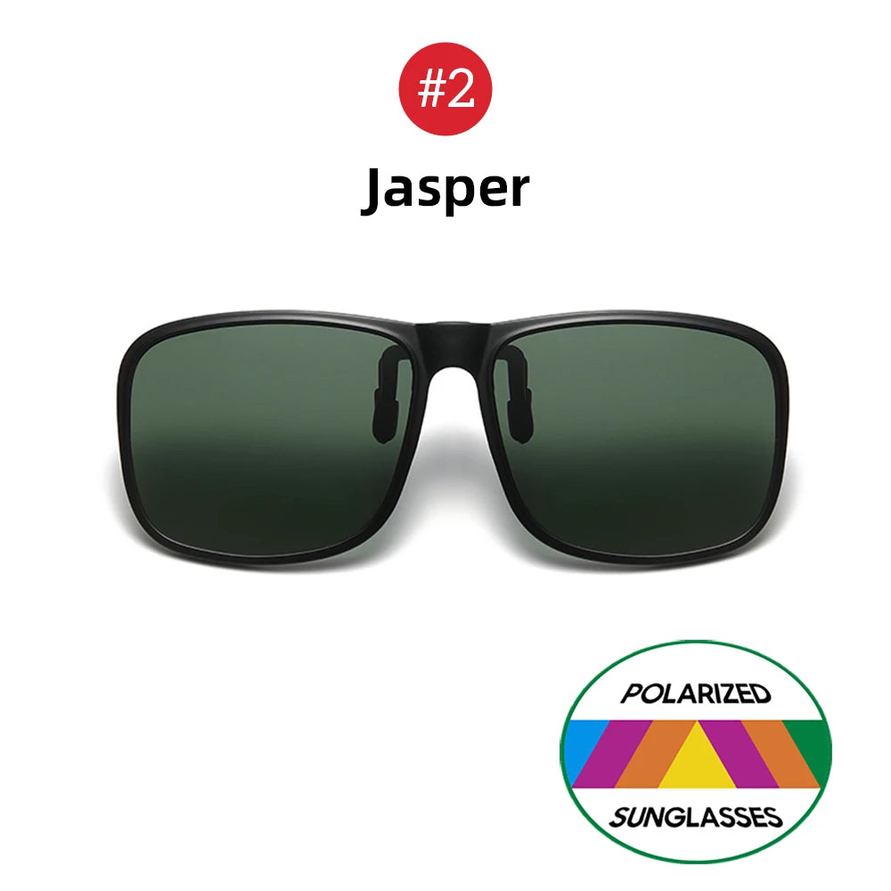Rectangle Flip-Up Clip-On Sunglasses | 6 Lens Options