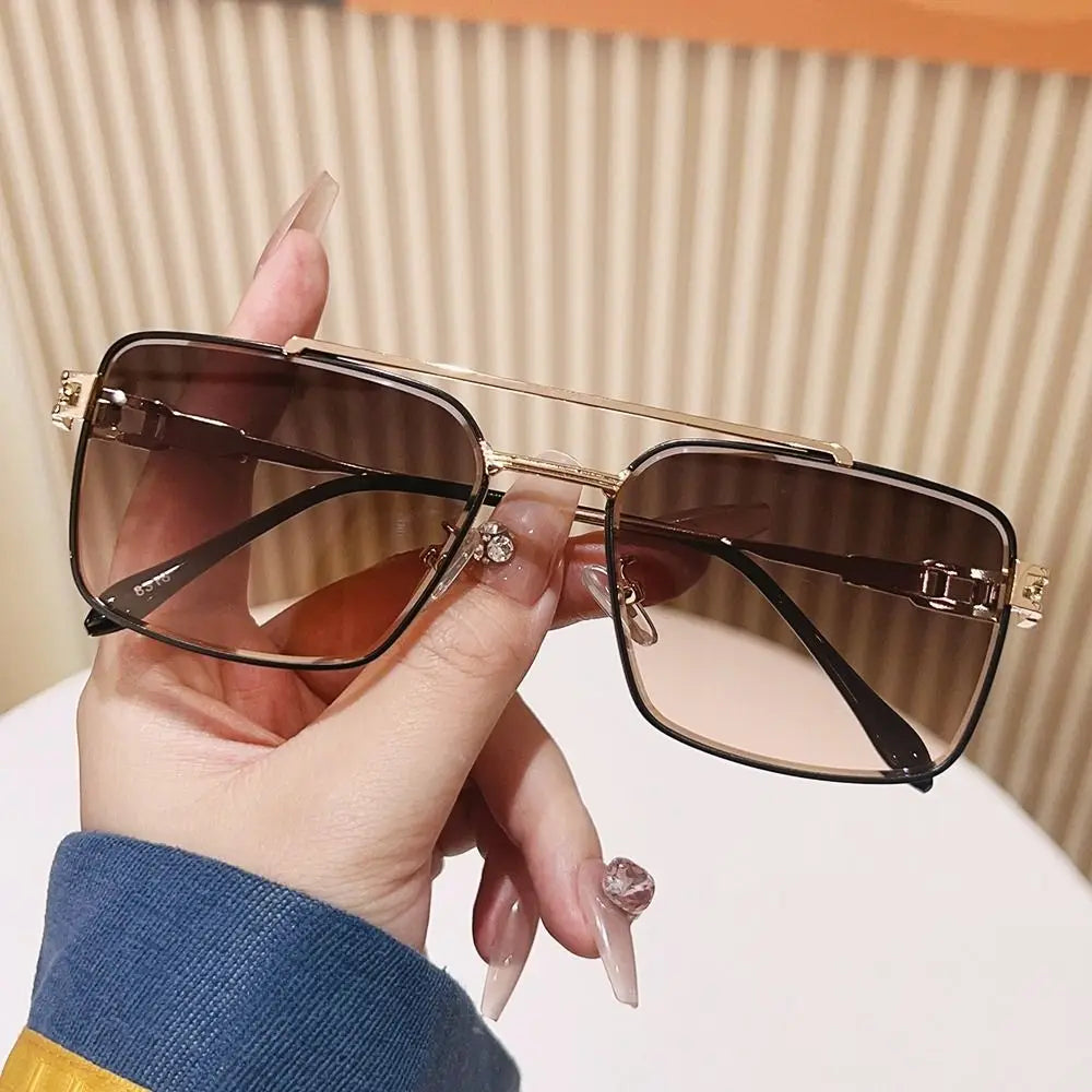 Double-Bridge Rectangle Sunglasses | Gradient Lens Options