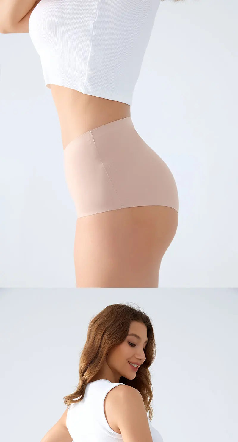 FINETOO 3Pcs Women's Panties Seamless Underwear Invisibles Briefs High Waist Full Coverage Breathable Moisture Wicking Underpant