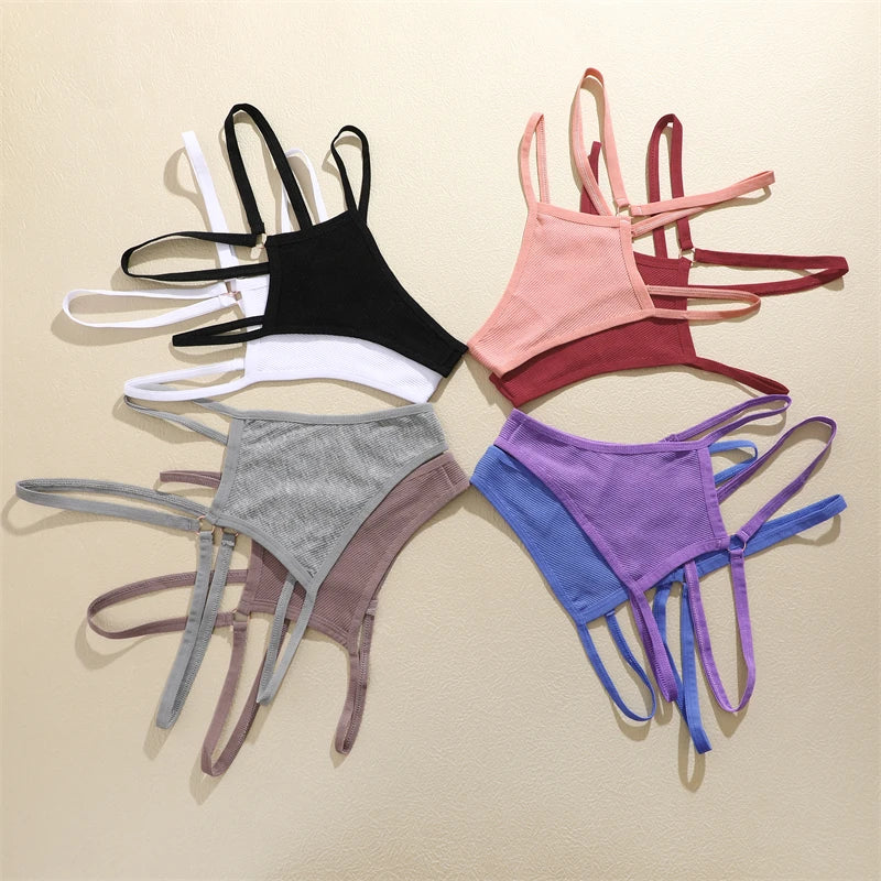 Double Strap Ring Detail Thong — Low-Rise Seamless G-String