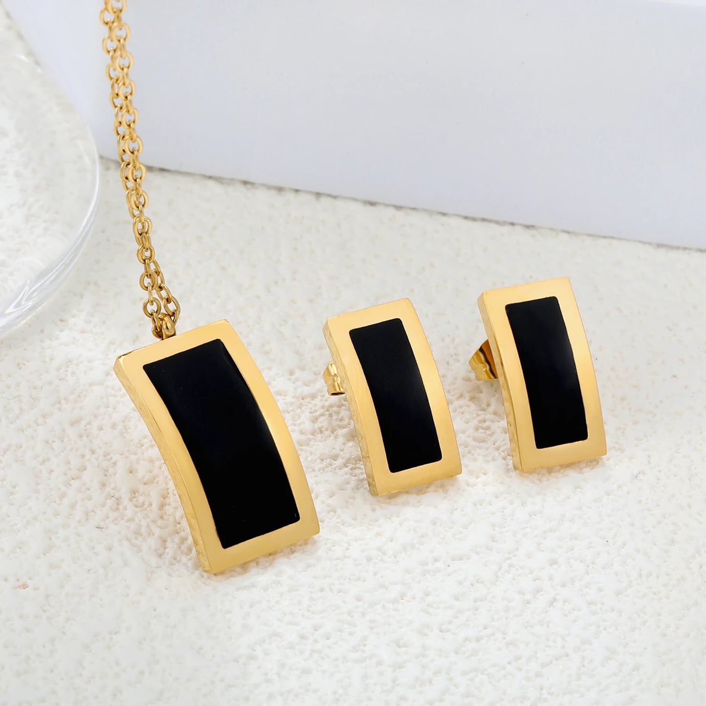 LUXUKISSKIDS Fashion Water Drop Choker Necklace Earrings Sets Stainless Steel Woman/Girls Luxury Jewelry Set Wedding Accessories