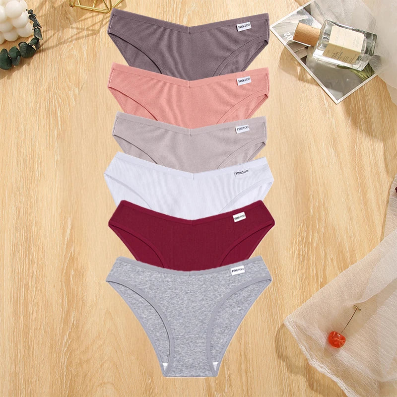 FINETOO 6Pcs/Set M-4XL Sexy Cotton Panties Female Underpants Sexy Panties for Women Briefs Underwear Plus Size Pantys Lingerie
