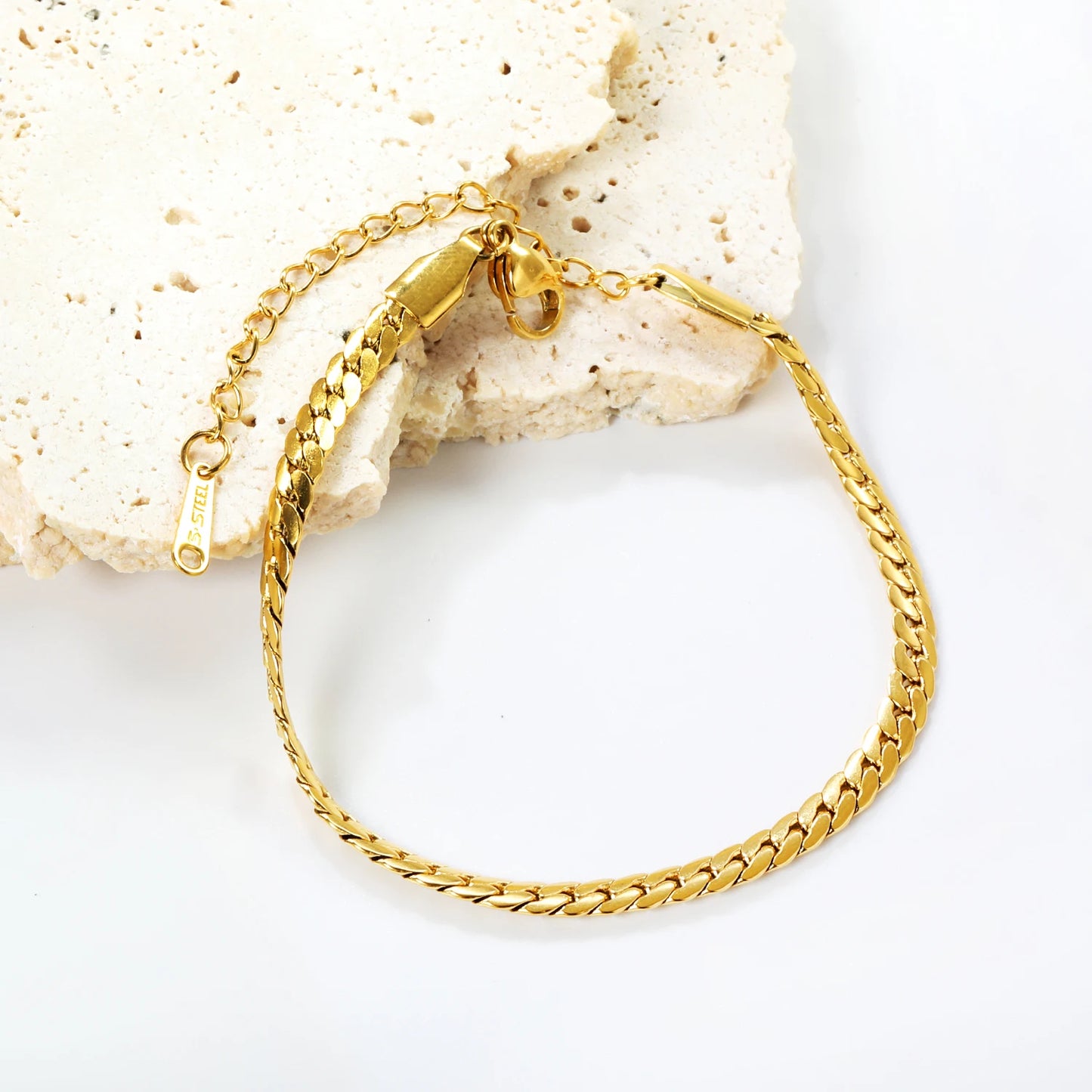 Blade Chain Bracelet – 18K Gold-Plated Snake Chain Stainless Steel Wrist Bracelet for Women