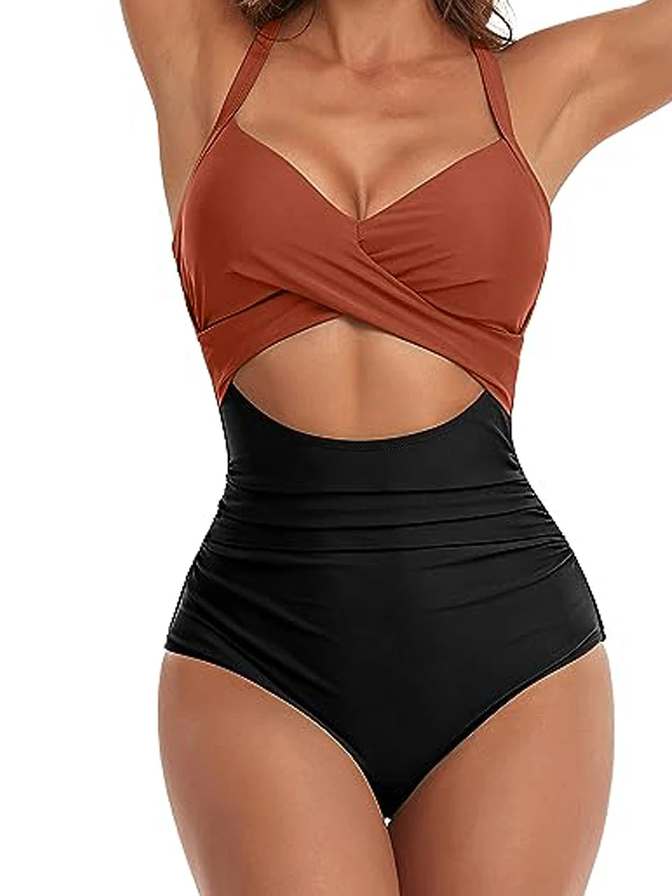 Ruched One-Piece Swimsuit for Women – Solid Color Bodysuit | Adjustable Straps | S–XXL
