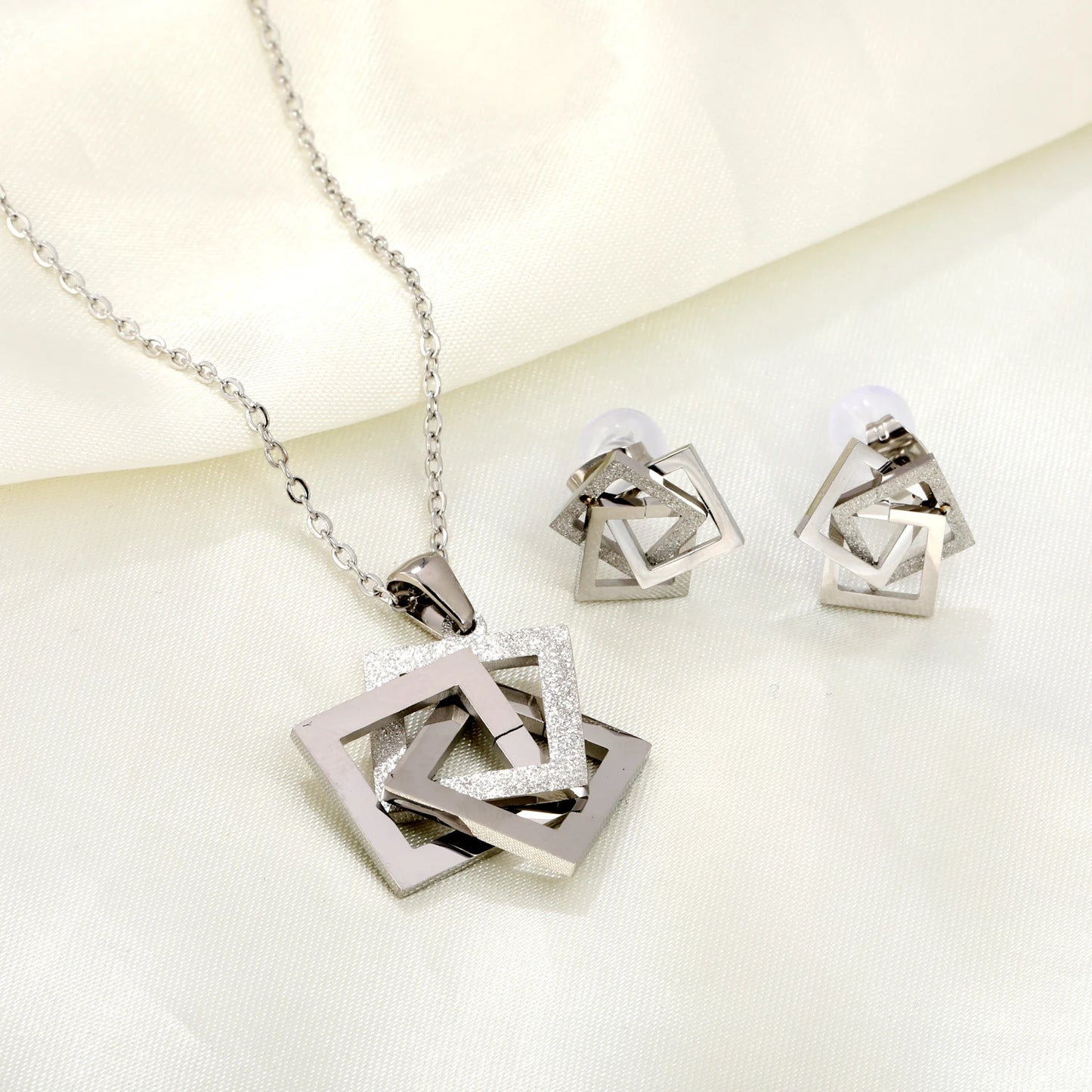 LUXUKISSKIDS Fashion Water Drop Choker Necklace Earrings Sets Stainless Steel Woman/Girls Luxury Jewelry Set Wedding Accessories