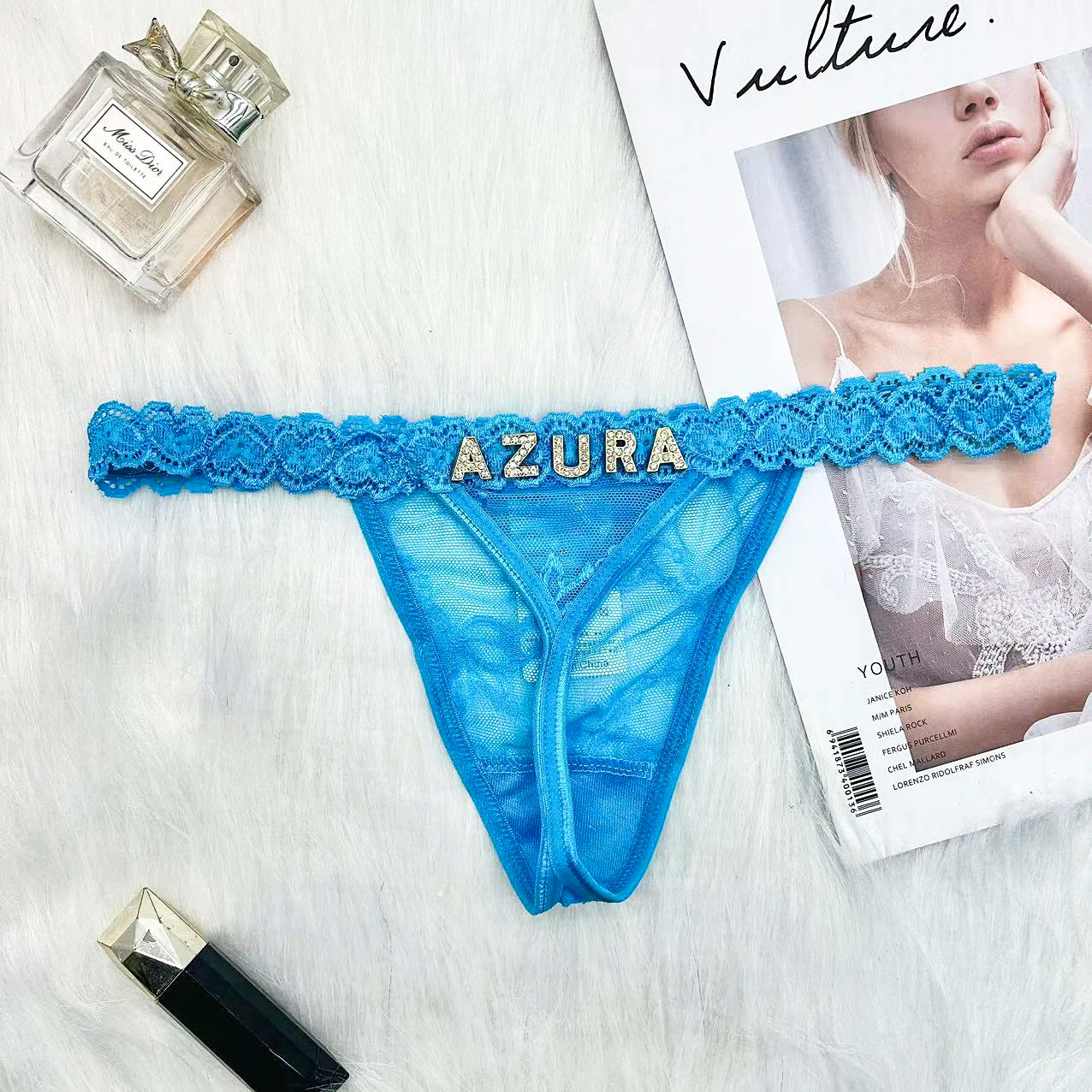 Custom Name Thong & Waist Chain Lingerie Set – Personalized G-String with Letters