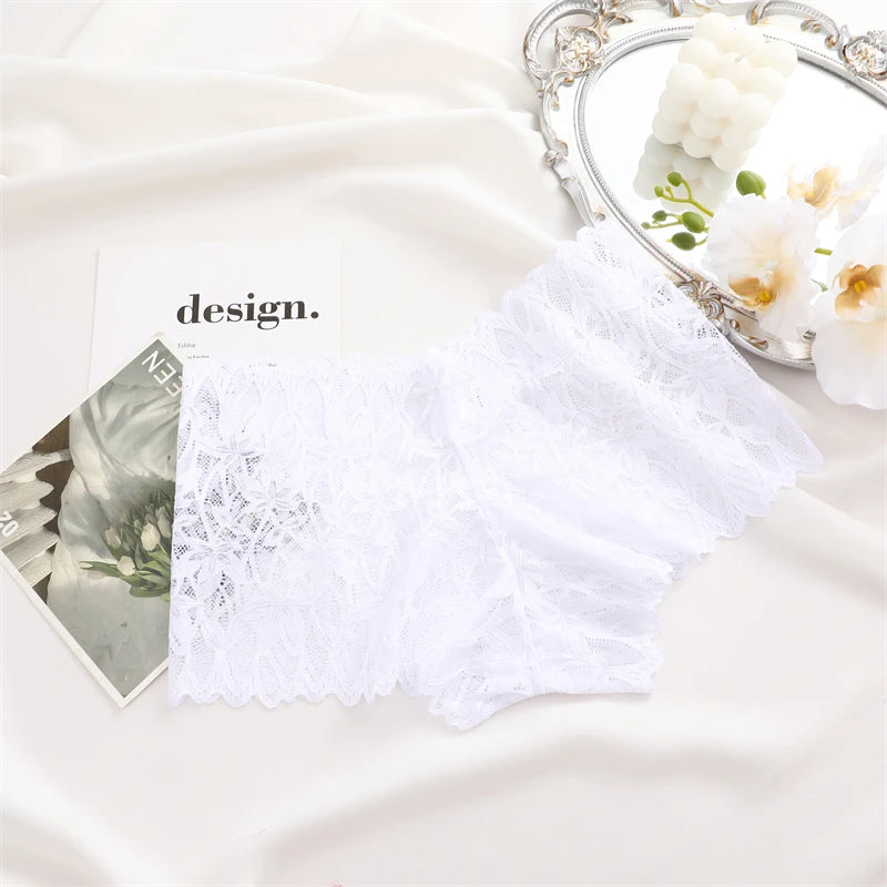 Floral Lace Boyshort Panties – Low-Rise Sexy Underwear for Women (S–XL, 7 Colors)