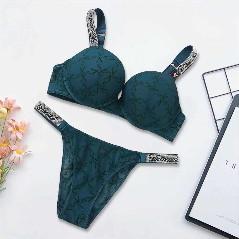 Women's Sporty Padded Adjustable Push-Up Bra & Panty Set – Seamless Everyday Lingerie