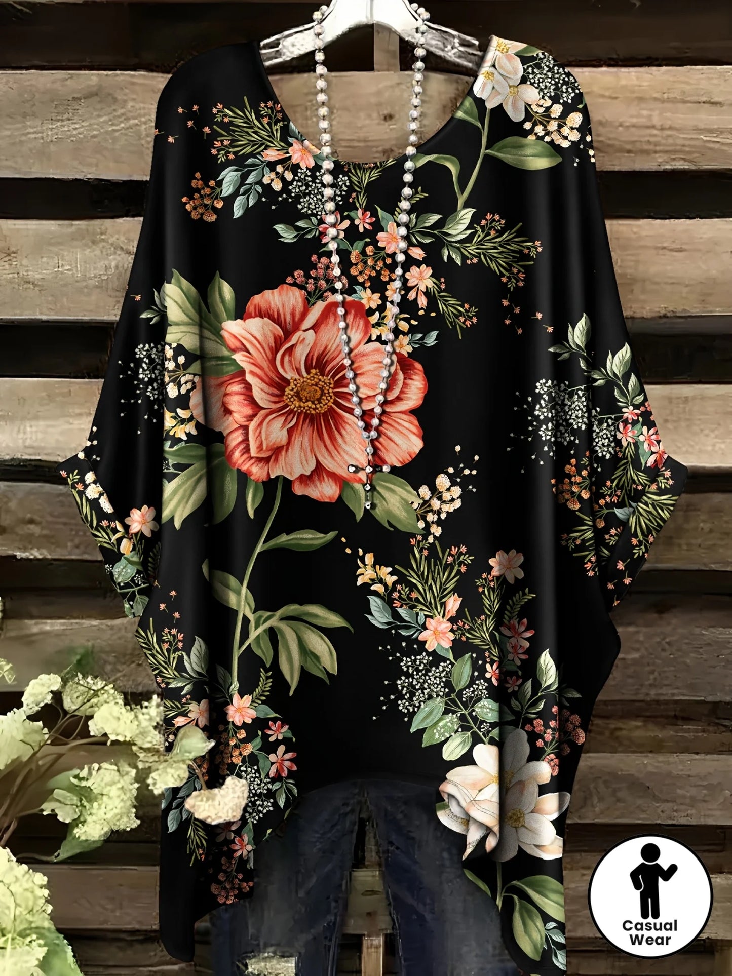 Women Plus Size T-Shirt Star Plant Floral Print Swallow Tail Short Sleeve Round Neck Casual Tops For Vacation Daily Work