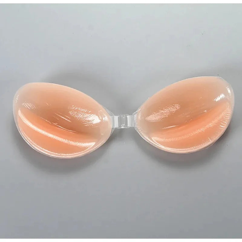 Women's Self-Adhesive Silicone Push Up Bra | Invisible Sticky Bra for Backless Dresses | Reusable Waterproof (A–D Cup)