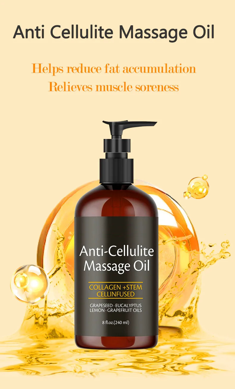 Anti-Cellulite Collagen & Stem Cell Body Massage Oil – Skin Tightening & Firming (240ml)
