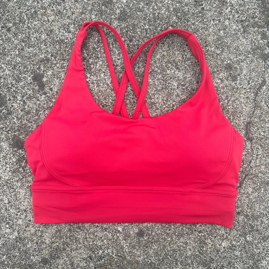 Solid Color Soft Cross Back Women Fitness Bra Tights Yoga Vest High Strength Shockproof Gym Sports Top Push Up With Chest Pad