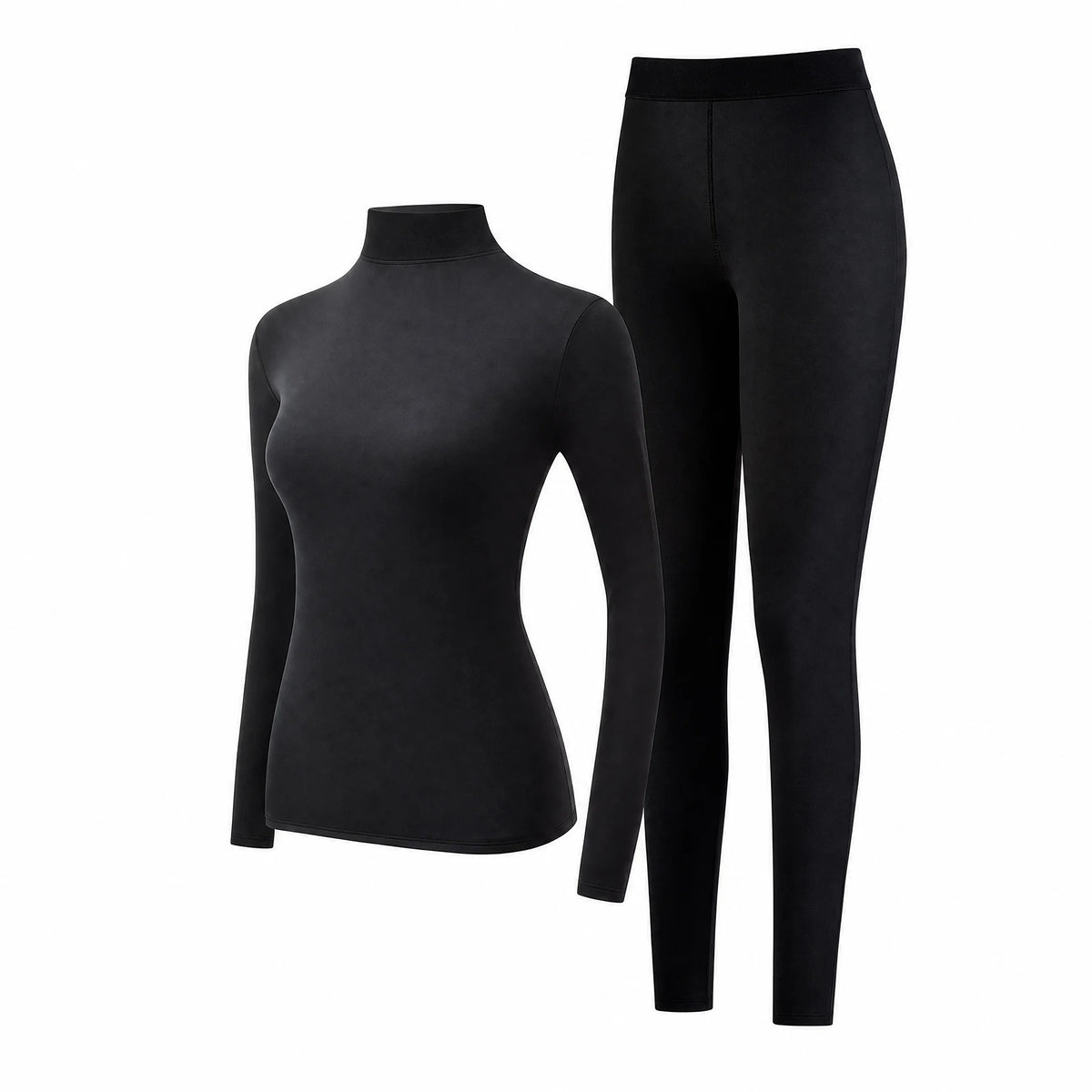 High-Collar Seamless Thermal Set – Long-Sleeve Warm Base Layer for Women, High-Rise (L–XL, 4 Color Sets)