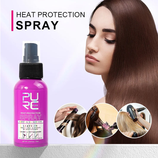 PURC Heat Protectant Spray with Coconut & Argan Oil – Frizz Control, Shine & 470°F Thermal Protection (75ml)